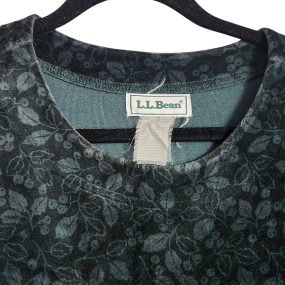 Vintage L.L. Bean Green Velour Floral Maxi Dress - Picture 4 of 4